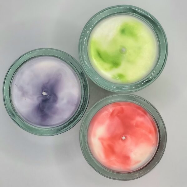 Floral scented candle trio set featuring Rose, Lavender, and Lily of the Valley fragrances, perfect for relaxation and home decor